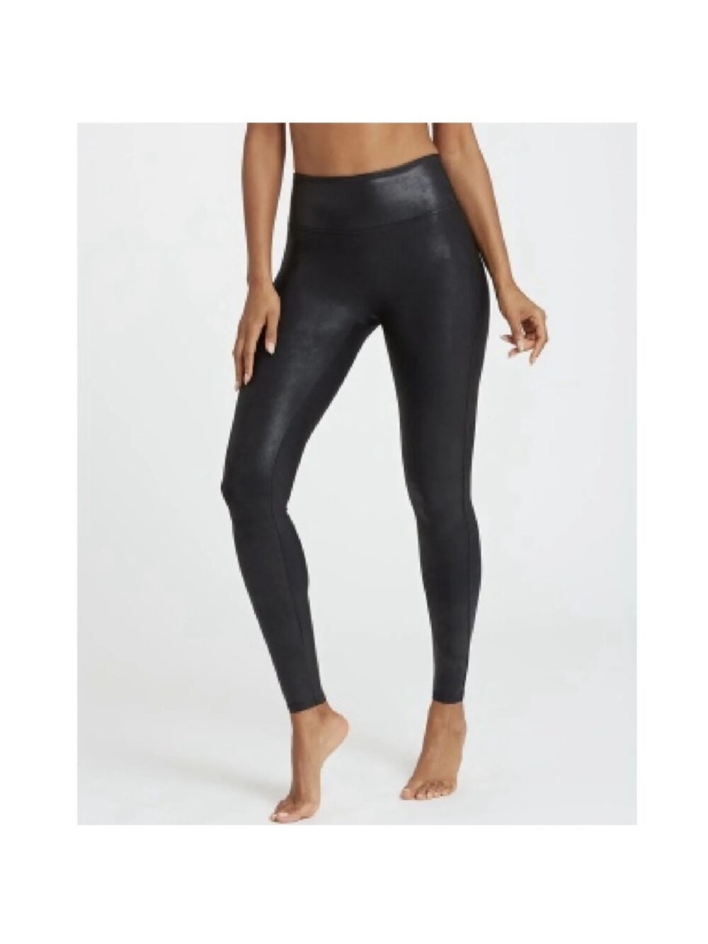 SPANX Black High-Waist Faux-Leather Leggings